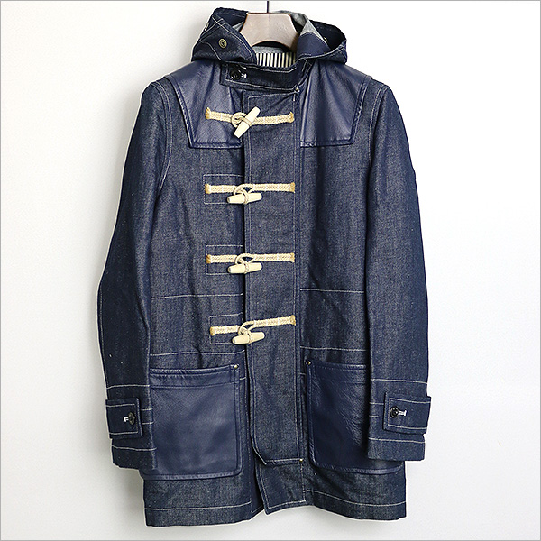 COMME des GARCONS HOMME ×gloverall 14SS レザーヨークデニムダッフルコート