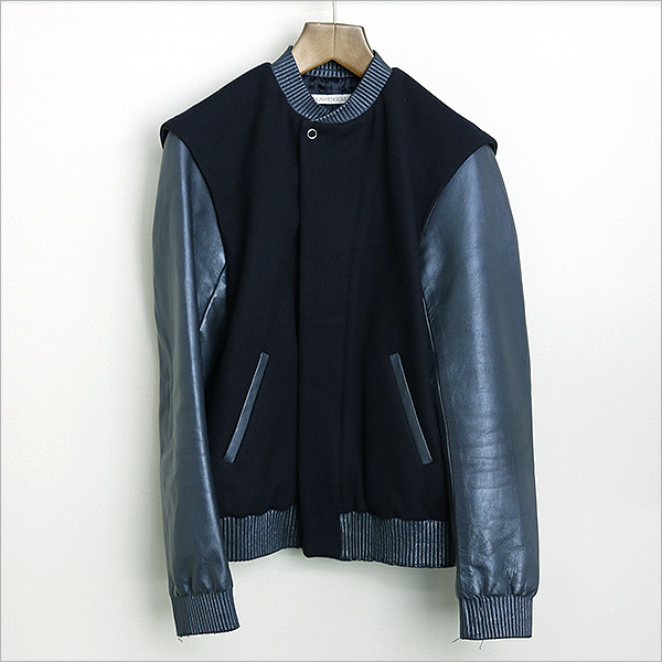 JOHN LAWRENCE SULLIVAN 13AW レザースリーブスタジアムジャケット