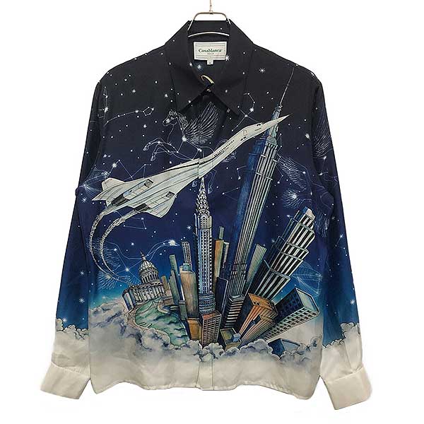 22AW Long Sleeve Silk Shirt Vol de Nuit