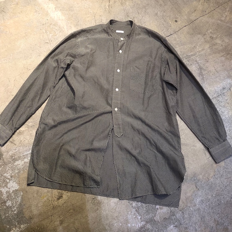 COMOLI 17SS コットンシルクドットバンドカラーシャツ