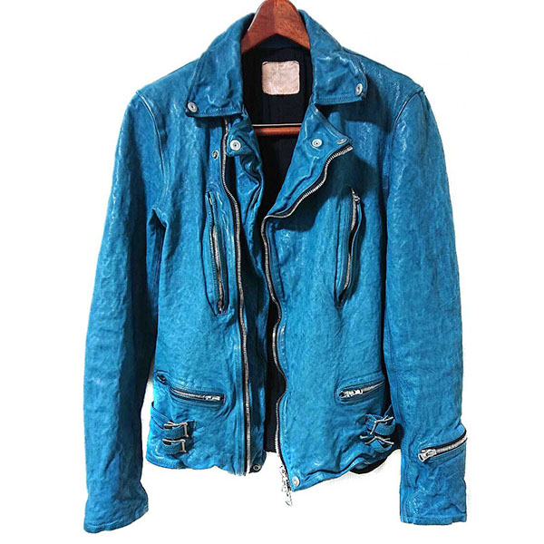 exclusive DOUBLE RIDERS JACKET / JP-CALF GARMENT WASHED (TURQUOISE)