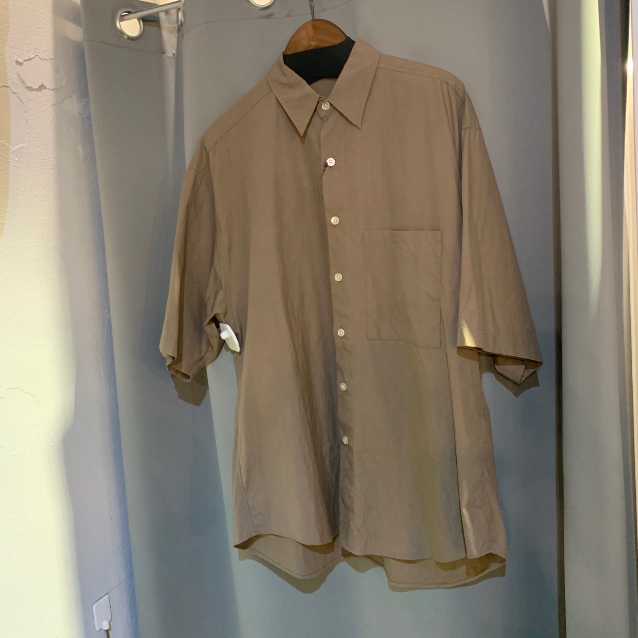 AURALEE 19SS WASHED FINX TWILL HALF SLEEVED BIG SHIRTS