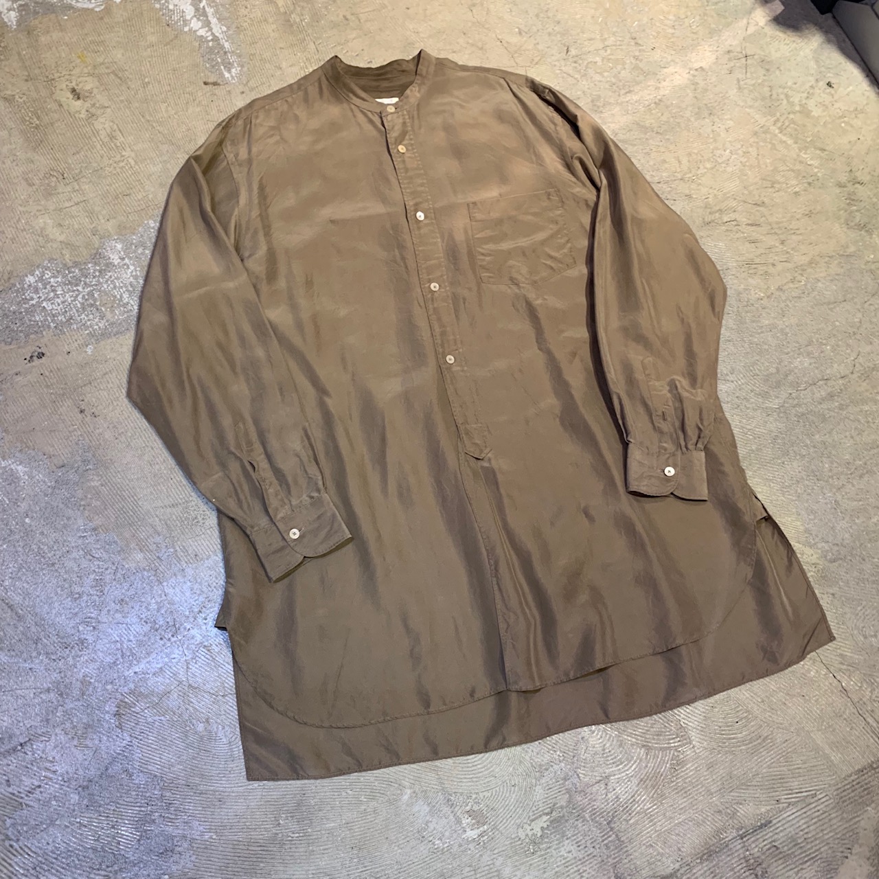 COMOLI 17SS SILK BAND COLLAR SHIRT